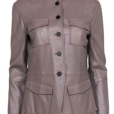Tory Burch - Taupe Leather Button-Up Jacket Sz 8