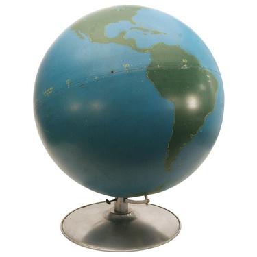 Large 28&quot; Post War Hand Painted World Globe by A.J. Nystrom 