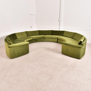 Olive Green Mid Century Circle Sofa