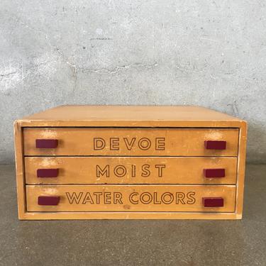 Vintage Decor Wood Water Color Paint Box