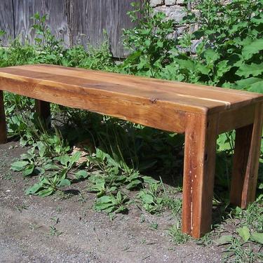 Modern Style Rustic Parsons Bench from Reclaimed Barn Wood 