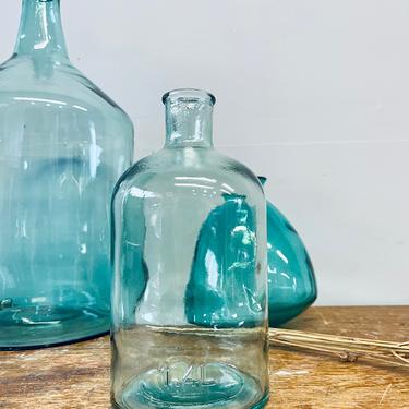 Medium Emerald Green Demijohn | 1.4 Liter Jar | Green Glass Bottle | Small Green Wine Bottle | Small Green Glass Vase | French | Italian 