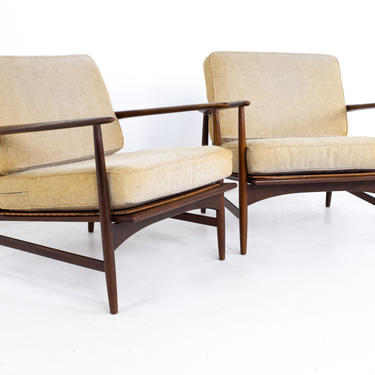 Kofod Larsen for Selig Mid Century Lounge Chairs - A Pair - mcm 