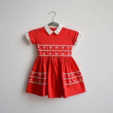 1950s Red & White Girls Party Dress 
