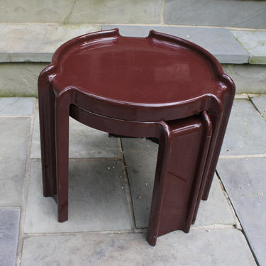 Giotto Stoppino for Kartell Nesting Tables in Chocolate Brown 
