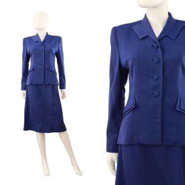 RARE 1940s Cobalt Blue Gabardine Suit - 1940s Blue Gab Suit - 1940s Womens Suit - 40s Blue Suit - Blue Suit - Blue Gab Suit | Size Small 