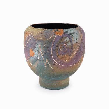 Vintage Raku Ceramic Vase Small 