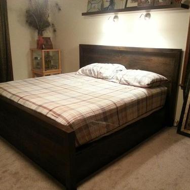 Reclaimed Platform Bed with Headboard Footboard and 2 Drawers 