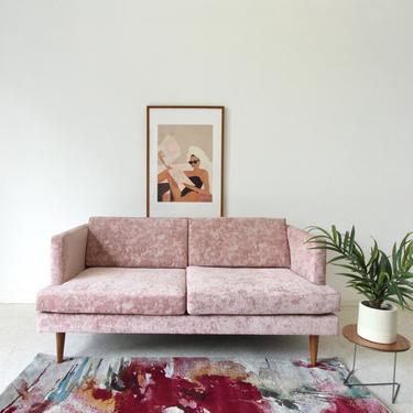 Vintage Pink Crushed Velvet Sofa