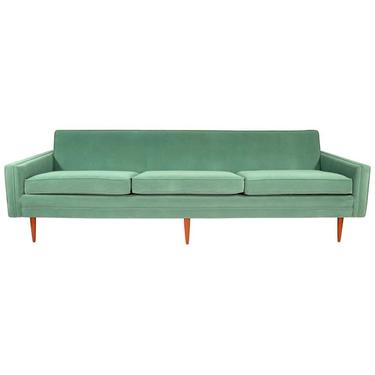 Milo Baughman for Thayer Coggin Green Velvet Sofa 