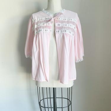 Vintage 1960s Pale Pink Bed Jacket / M 