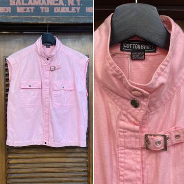 Vintage 1980’s Pink New Wave Buckle Vest, 80’s New Wave Shirt, Vintage Tank Top, Vintage Vest, Vintage Clothing 