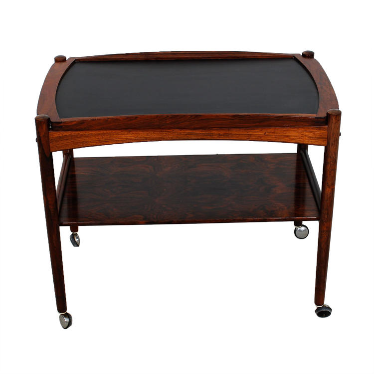 Danish Rosewood Bar Cart w/ Removable Serving Tray