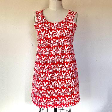 1960s bird print cotton mini dress 