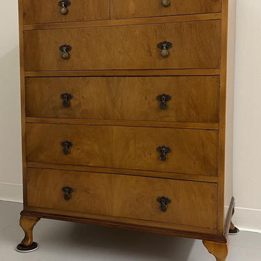 Vintage Burl Wood Birds Eye Maple Style Dresser Cabinet Storage Drawers 