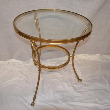 Vintage Brass Swans Gueridon LaBarge Mid Century Hollywood Regency Round Table
