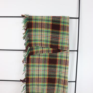Vintage Green Brown Wool John Hanley &amp; Co Throw Blanket 100% Pure Wool Woven In Ireland, Irish Wool Blanket 