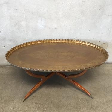 Vintage Copper Tray Table with Spider Legs