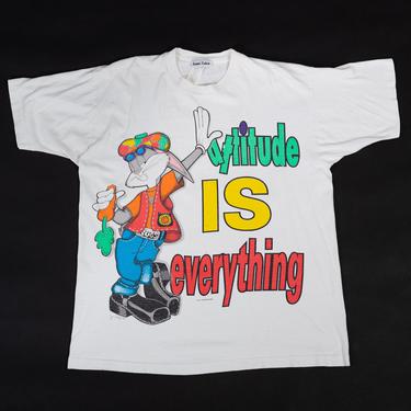 90s Bugs Bunny &quot;Attitude Is Everything&quot; T Shirt - Men's XL, Women's XXL | Vintage Jerry Leigh Streetwear Graphic Tee 