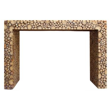 Chinese Distressed Tree Stem Cut Pattern Side Table Desk cs2749S