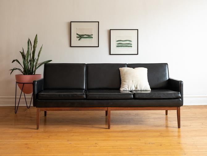 Mid Century Modern Black Leather Sofa, Mid Century Modern Black Leather Sectional