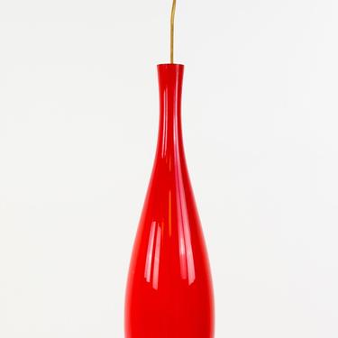 Jacob E Bang Red Glass Mid Century Danish Pendant Light - mcm 