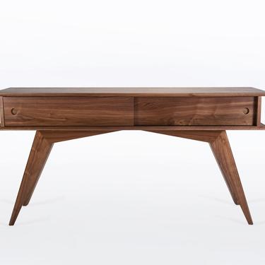 Modern Entry Table With Storage, Narrow Mid Century Style, Solid Walnut &amp;quot;Montecito&amp;quot; 