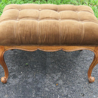 French Carved Large Upholstered Ottoman Stool 1536