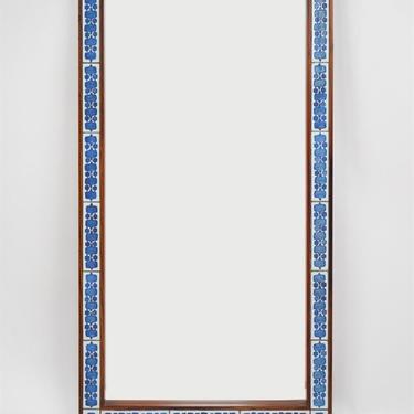Rosewood and Tile Framed Mirror