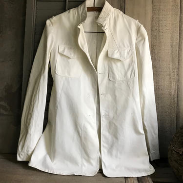1940s Military White Dress Jacket, Coat, Blazer, Formal Officers Jacket 