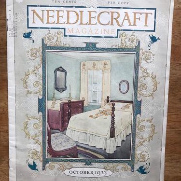 Vintage Needlecraft Magazine October 1923 | Antique Knitting Embroidery Needlework Patterns | 1920s Ephemera Advertisements by blindcatvintage