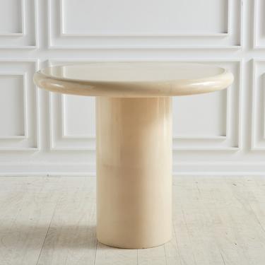 Round Parchment Entryway Table, USA 1970s