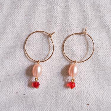 Bisou Hoops // Freshwater Pearl & Crystal Drop Earrings 