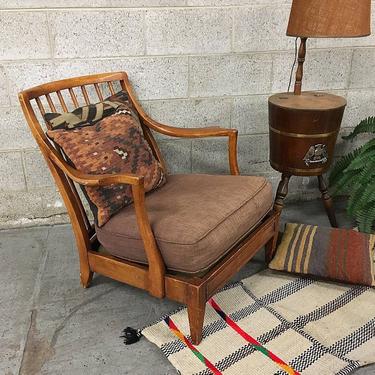 Vintage Wood Frame Lounge Chair Retro 1960's Mid Century Modern Brown High Bar Back Chair with Armrests LOCAL PICKUP ONLY 