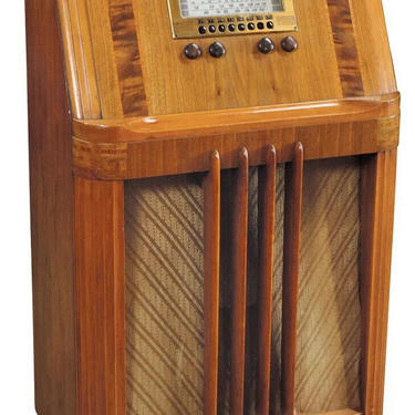 Antique Radio, Philco Model 39-35, Walnut, Slant Front Wood Console Cabinet!