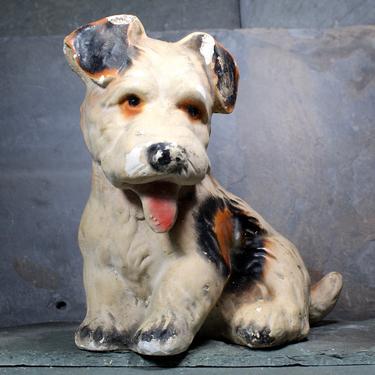 Stunning Carnival Chalkware Scottish Terrier - Carnival Chalkware Dog - Vintage Clay Dog • Vintage Wheaton Terrier  | FREE SHIPPING 