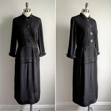 vintage 40's rayon pleated wiggle dress in black size S-M by BetaGoods