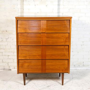 Vintage mcm 4 drawer tallboy dresser by Ward Furniture mfg with formica top | Fee delivery in NYC and Hudson Valley areas 