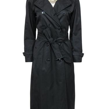 Burberry - Black Double Breasted Belted Trench Coat w/ Removable Lining Sz 4