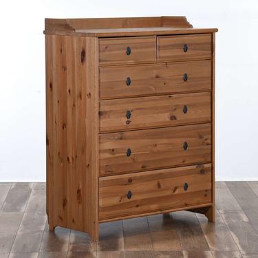 Country Farmhouse Knotted Pine Tall Dresser