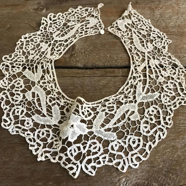 Antique French Lace Collar, Hand Worked Antique, Dress Accessory 