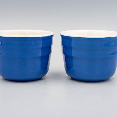 Universal Pottery Blue Bell Custards (Set of 2) | Vintage Ceramic Ramekins | Stoneware Cambridge OH 