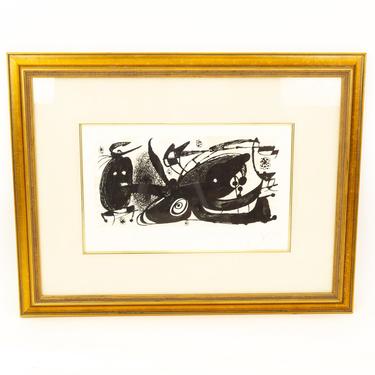 Joan Miro Escultor Stuiet Great Britain Black &amp; White Pencil Signed Mid Century Lithograph - mcm 