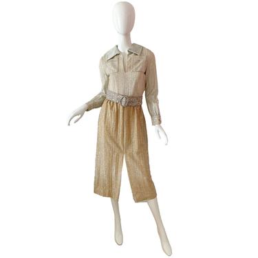 70s Eloise Curtis For Happenstance Dress / Vintage Gold Silver Sequin Dress / 1970s Rhinestone Party Cocktail Dress 