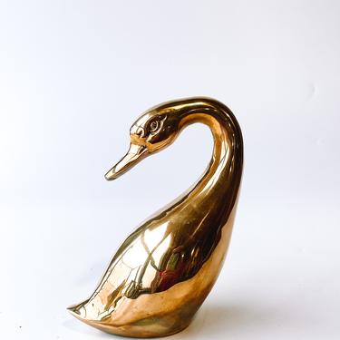 Midcentury Brass Duck Statue