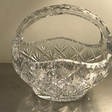Vintage Crystal Cut Glass Basket 