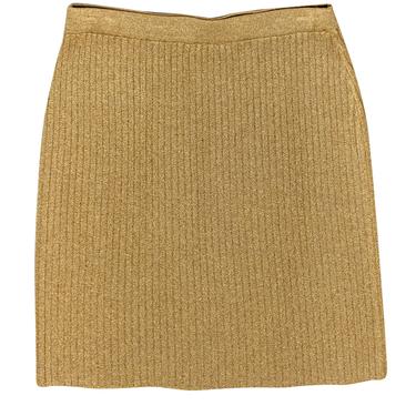 St. John - Gold Knit Ribbed Pencil Skirt Sz S