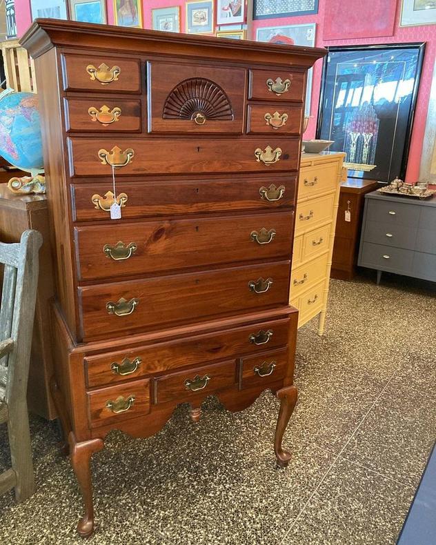 13 drawer hi-boy chest of drawers. 18” x 12.5” 67.5”