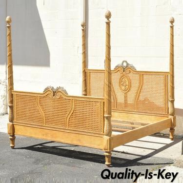 Drexel Heritage Legacy Collection 4 Post King Size Cane Poster Bed Italian Style