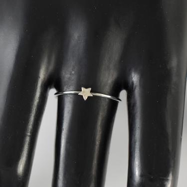 Minimalist 70's sterling star size 9 stacking ring, tiny handcrafted 925 silver celestial mystic hippie band 